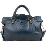 Balenciaga Navy Arena Leather Classic City Handbag