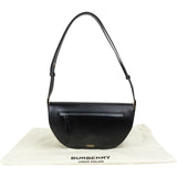 Burberry Black Brushed Leather Small Olympia Crossbody Bag