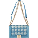 Chanel Distressed Denim Medium Boy Single Flap Crossbody Bag