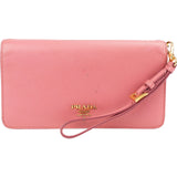 Prada Pink Saffiano Leather Wristlet Wallet Pouch Bag
