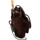 Gucci Brown Suede Small Bamboo Backpack