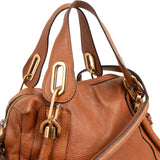 Chloé Brown Grained Leather Paraty Handbag