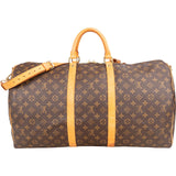 Louis Vuitton Monogram Canvas Keepall 55 Bandoulière Travel Bag