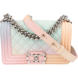 Chanel Rainbow Caviar Leather Boy Single Flap Crossbody Bag