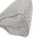 Miu Miu Grey Studded Leather Tote Handbag