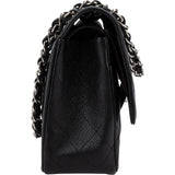Chanel Quilted Caviar Leather Palladium Jumbo Double Flap Crossbody Bag