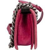 Chanel Quilted Velvet Small Boy Single Flap Crossbody Bag