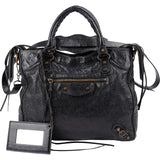 Balenciaga Black Arena Leather City Tote Handbag