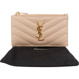 Saint Laurent Matelassé Grained Leather Cassandre Mini Wallet