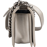 Chanel Metallic Chevron Caviar Leather Boy Single Flap Crossbody Bag
