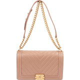 Chanel Chevron Lambskin New Medium Boy  Single Flap Crossbody Bag
