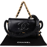 Chanel Aged Calfskin Vintage Rope Strap Single Flap Shoulder Bag