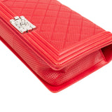 Chanel Quilted Perforated Leather Large Boy Single Flap Crossbody Bag