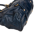 Miu Miu Navy Vitello Lux Leather Satchel Handbag