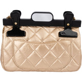 Chanel Quilted Metallic Leather Clip Bar CC Single Flap Crossbody Bag
