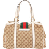 Gucci Monogram GG Canvas Jolicoeur Web Tote Handbag