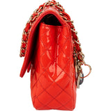 [🔄️B06 / F14] Chanel Patent Leather Medium Double Flap Crossbody Bag - vintageandkickz