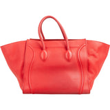 Céline Red Drummed Calfskin Large Luggage Handbag