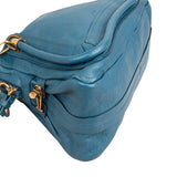 Chloé Blue Pebbled Leather Paraty Shoulder Handbag
