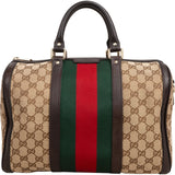 Gucci Monogram GG Canvas  Web Boston Bag Handbag