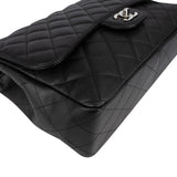 Chanel Quilted Caviar Leather Palladium Jumbo Single Flap Crossbody Bag