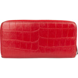 Yves Saint Laurent Croc-Embossed Leather Monogram Zip Around Wallet