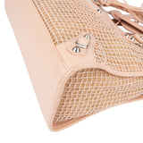 Balenciaga Stitched Checked Monogram Mesh Pink Leather City Handbag