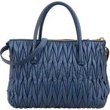 Miu Miu Blue Quilted Matelassé Nappa Leather Handbag