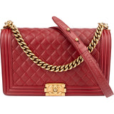 Chanel Quilted Lambskin Boy New Medium Single Flap Crossbody Bag