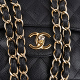 Chanel Quilted Caviar Leather Jumbo Double Flap Crossbody Bag