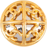 Chanel Golden CC Cross Round Brooch 93P