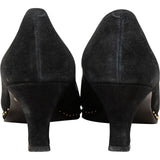 Yves Saint Laurent Black Leather Suede Studded Pumps (34)