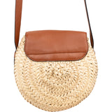 Chloé Grained Calfskin Raffia Marcie Saddle Crossbody Bag