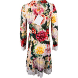 Dolce & Gabbana Multicolor Floral Print Lace Trim Dress (IT44)