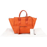 Céline Orange Drummed Calfskin Phantom Handbag