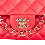 Chanel Quilted Lambskin Medium Double Flap Shoulder Bag Hot Pink