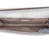 Gucci Metallic Silver Leather Crystal GG Broadway Clutch