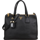 Prada Black Vitello Daino Leather Phenix Tote Handbag