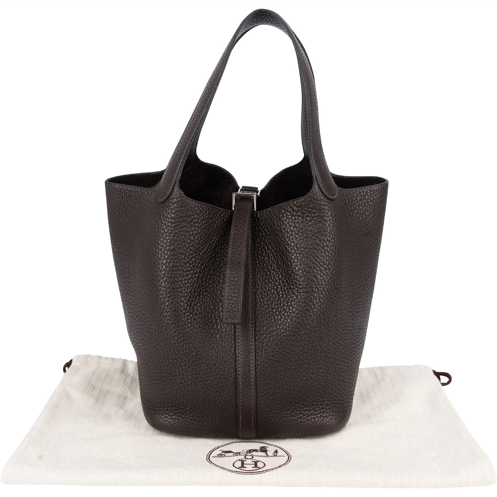 Hermès Brun Clemence Picotin Lock 22 (MM) Handbag - vintageandkickz