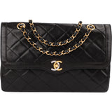 Chanel Quilted Lambskin Bicolor Double Flap Shoulder Bag