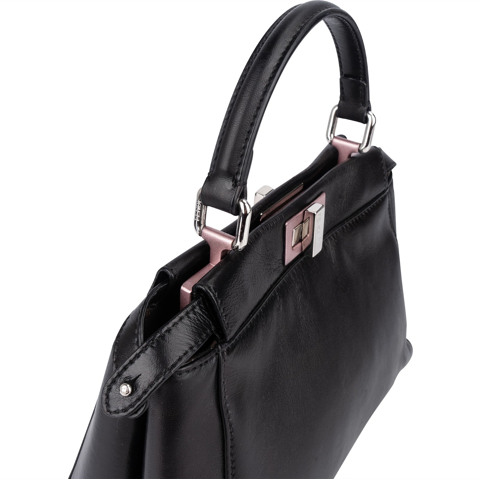 Fendi Black Leather Peekaboo Handbag - vintageandkickz