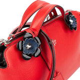 Fendi Red Leather By The Way Small Flowerland Shoulder Handbag