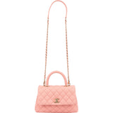 Chanel Quilted Caviar Leather Small Coco Top Handle Shoulder Handbag