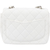 Chanel Quilted Caviar Leather Palladium Mini Square Single Flap Crossbody Bag
