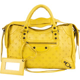 Balenciaga Yellow Perforated Leather City Handbag