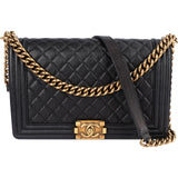 Chanel Quilted Caviar Leather Boy Single Flap Crossbody Bag