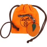 Hermès 925 Sterling Silver Leather Fruit Apricot Keychain Bag Charm