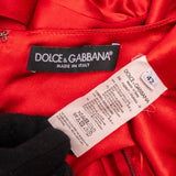 Dolce & Gabbana Red Silk Ruched V-Neck Longsleeve Dress (IT42)