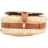 Chloé Raffia Grained Leather Marcie Saddle Crossbody Bag