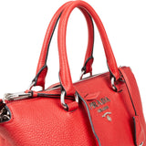 Prada Red Vitello Daino Leather Tote Handbag